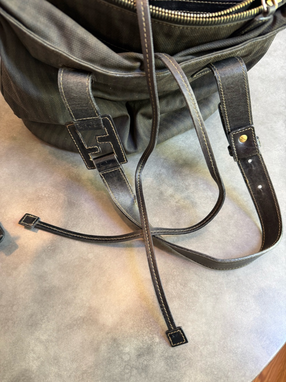 Fendi Pequin Canvas Shoulder Tote - Picture 10 of 10